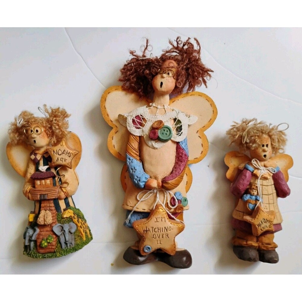 Lot of 3 Vintage 1991 Diane Zufall Designs by Diana Angel Figurines Large 9"
